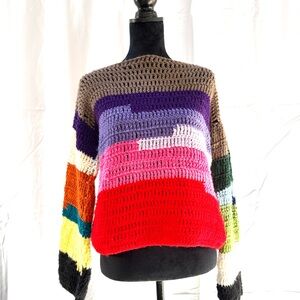 Hand Knit Color-block Sweater